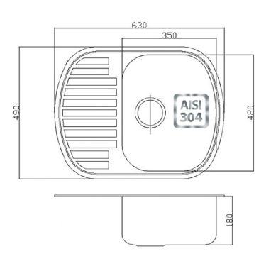 FABIANO Кухонная мойка BR630x490 матовая 304 (8213.401.0011)